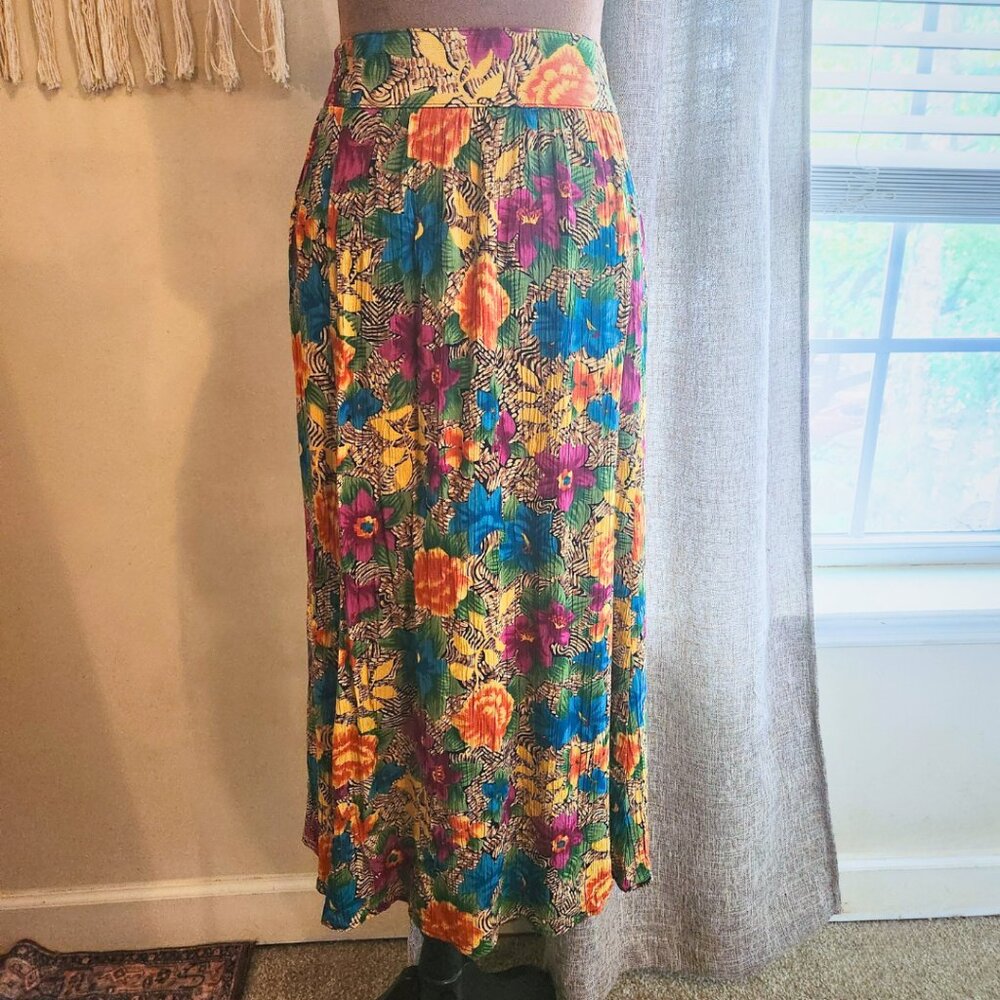 Carole Little Petites Vintage 90s Multi-Colored Floral Maxi | Retro | Size 14P